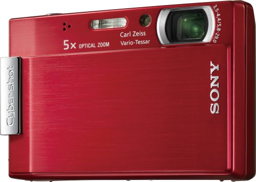 Sony Cybershot DSC-T100 8MP Digital Camera with 5x Optical Zoom and Super Steady Shot (Red)