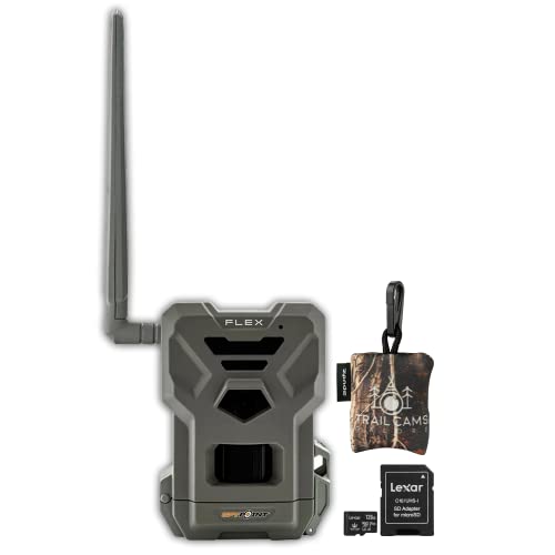 SPYPOINT Flex Dual-Sim Cellular Trail Camera 33MP Photos 1080p Videos with Sound and On-Demand Photo/Video Requests - GPS Enabled with Bundle Options (1 PK, Classic Bundle)