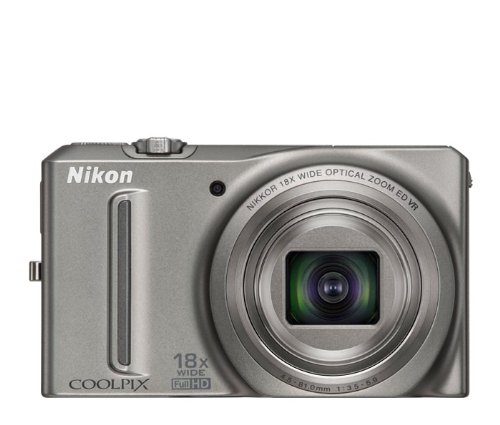 Nikon COOLPIX S9100 12.1 MP CMOS Digital Camera with 18x NIKKOR ED Wide-Angle Optical Zoom Lens and Full HD 1080p Video (Silver)