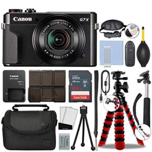 canon powershot g7 x mark ii digital camera 20.1mp with 4.2x optical zoom full-hd point and shoot kit bundled with complete accessory bundle + 64gb + monopod & more – international model (renewed)