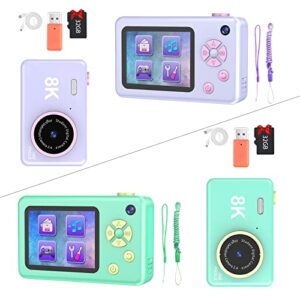 digital camera for 6-18 years old boys and girls – 48mp kids camera with 32gb sd card, full hd 1080pq front and rear cameras rechargeable mini camera for students, teens, kids