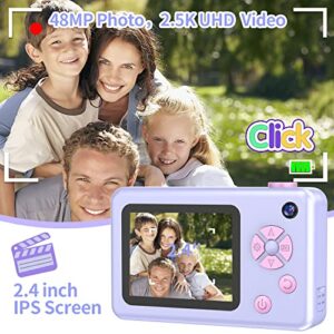 Digital Camera for 6-18 Years Old Boys and Girls - 48MP Kids Camera with 32GB SD Card, Full HD 1080Pq Front and Rear Cameras Rechargeable Mini Camera for Students, Teens, Kids