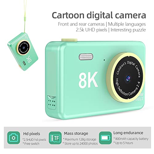 Digital Camera for 6-18 Years Old Boys and Girls - 48MP Kids Camera with 32GB SD Card, Full HD 1080Pq Front and Rear Cameras Rechargeable Mini Camera for Students, Teens, Kids