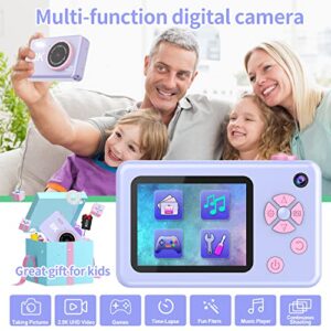 Digital Camera for 6-18 Years Old Boys and Girls - 48MP Kids Camera with 32GB SD Card, Full HD 1080Pq Front and Rear Cameras Rechargeable Mini Camera for Students, Teens, Kids