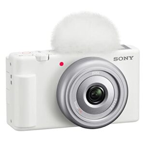 Sony ZV-1F Vlogging Camera, White Bundle with ACCVC1 Vlogger Accessory Kit, Shoulder Bag, Extra Battery, Charger, Screen Protector, Cleaning Kit