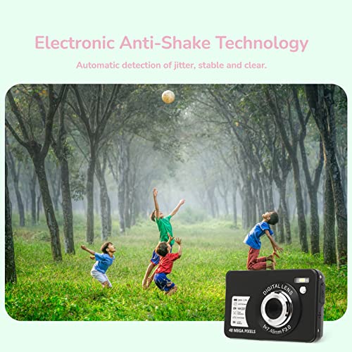 Digital Camera for Teens, 2.7K Ultra HD 48MP Point and Shoot Camera, 2.7in LCD Rechargeable Students Compact Camera with 16X Digital Zoom, Mini Vlogging Cameras for Kids Beginners