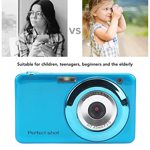 4K Digital Camera, 16X Zoom Video Camera with IPS HD Mirrorless, 48MP HD Camera for Macro Shooting, AF Autofocus, LED Fill Light, for Outdoor Gifts(Blue)