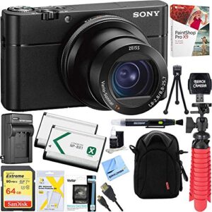 sony rx100 va 20.1 mp cyber-shot digital camera w/ 3″ oled dsc-rx100m5a + 64gb sdxc memory dual battery kit + accessory bundle