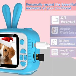 Kids Digital Camera, Kids Video Camera Recorder Shockproof Cameras HD 8 Mega Pixel 2 Inch IPS Screen Kids Mini Camera with 32GB SD for Girls Boys Gifts(Blue)