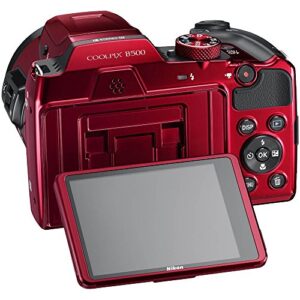 Nikon COOLPIX B500 16MP 40x Optical Zoom Digital Camera w/ WiFi - Red (Renewed) + 16GB SDHC Accessory Bundle