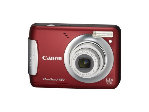 Canon PowerShot A480 10 MP Digital Camera with 3.3x Optical Zoom and 2.5-inch LCD (Deep Red)