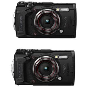 pair of olympus tough tg-6 waterproof camera, black bundle