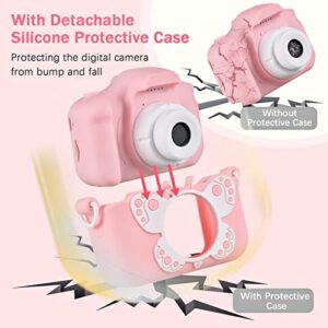 Andoer X7 Mini Kids Digital Camera 1080P for 20MP Dual Lens 2.0 Inch IPS Screen Built-in Battery with 32GB Memory Card USB Card Reader Neck Strap Birthday for Boys Girls