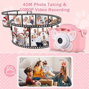 Andoer X7 Mini Kids Digital Camera 1080P for 20MP Dual Lens 2.0 Inch IPS Screen Built-in Battery with 32GB Memory Card USB Card Reader Neck Strap Birthday for Boys Girls