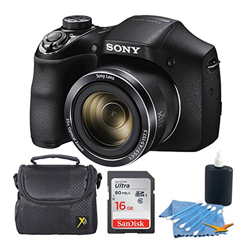 Sony Cyber-Shot DSC-H300 Digital Camera Black Bundle with Camera Bag and Ultra SDHC 16GB UHS Class 10 Memory Card