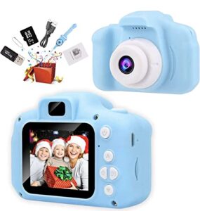 kids digital cameras, children’s gifts, camera digital toys with 32 gb memory card and reader (blue)