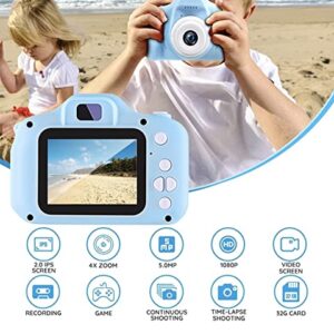 Kids Digital Cameras, Children's Gifts, Camera Digital Toys with 32 GB Memory Card and Reader (Blue)