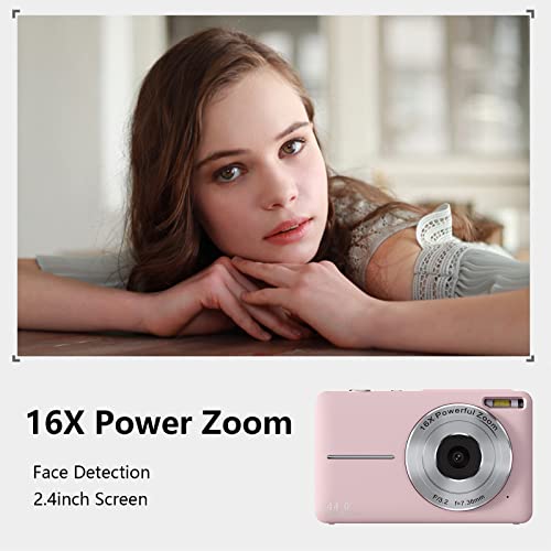 New HD Digital Camera, 1080P High-Definition Digital Camera 44 Million Photos 16x Digital Zoom Camera Anti-Shake Proof Home Camera Support Wide Angle Small Camera for Teens Boys