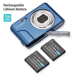 Andoer Portable Digital Camera 48MP 1080P 2.4-inch IPS Screen 16X Zoom Auto Focus Self-Timer 128GB Extended Memory Face Detection Anti-Shaking with 2pcs Batteries Hand Strap Carry Pouch