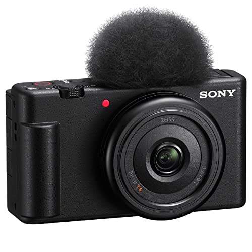 Sony ZV-1F Vlogging Camera, Black Bundle with 64GB SD Card, Shoulder Bag, Extra Battery, Charger, Screen Protector, Cleaning Kit