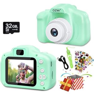 kids digital cameras, children’s gifts, camera digital toys with 32 gb memory card and reader (green)