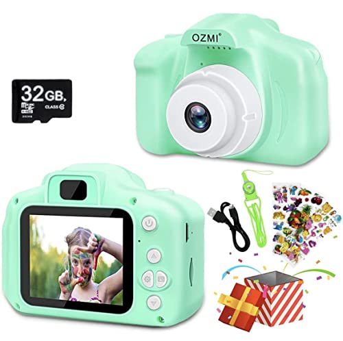 Kids Digital Cameras, Children's Gifts, Camera Digital Toys with 32 GB Memory Card and Reader (Green)