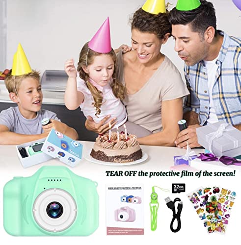 Kids Digital Cameras, Children's Gifts, Camera Digital Toys with 32 GB Memory Card and Reader (Green)