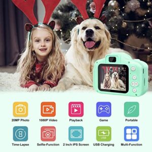 Kids Digital Cameras, Children's Gifts, Camera Digital Toys with 32 GB Memory Card and Reader (Green)