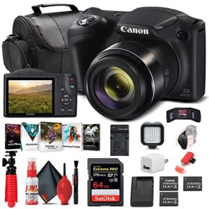 canon powershot sx420 is digital camera (black) (1068c001) + 64gb memory card + 2 x nb11l battery + corel photo software + charger + card reader + led light + soft bag + flex tripod + more (renewed)