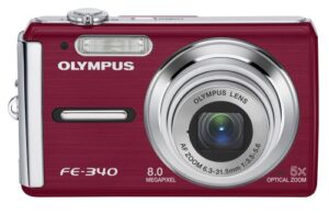 olympus fe-340 8mp digital camera with 5x optical zoom (red)