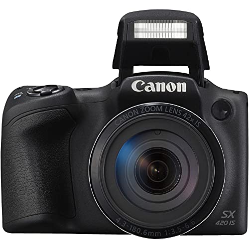 Canon PowerShot SX420 is Digital Camera (Black) (1068C001) + 2 x 64GB Memory Card + 3 x NB11L Battery + Corel Photo Software + Charger + Card Reader + LED Light + Deluxe Soft Bag + More (Renewed)