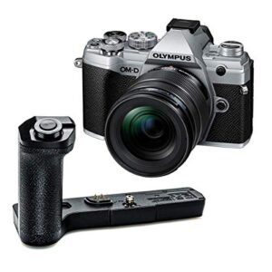 olympus om-d e-m5 mark iii 21.8mp mirroless digital camera with m.zuiko digital ed 12-45mm f4.0 pro lens, silver ecg-5 external metal grip
