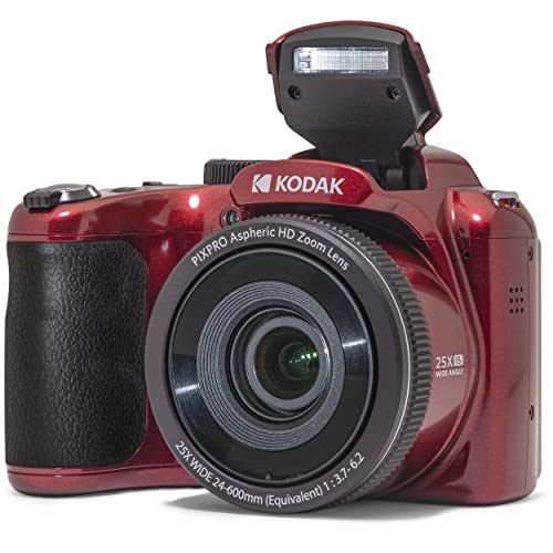 Kodak PIXPRO AZ255 Digital Camera + SanDisk 32GB Memory Card (2) + Digital Camera/Video Case (Red)