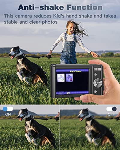 Digital Camera, Zostuic Autofocus 48MP Kids Camera with 32 GB Card 1080P Vlogging Camera with 16X Zoom, Compact Portable Mini Cameras for 4-15 Year Old Kids Children Teen Student Girls Boys(Black)