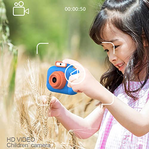 Portable Lightweight 1080P HD Children's Digital Camera, 4800 W Front and Rear,Video and Games,8xdigital Zoom,tf-Card Max 32g with Flashlight,800mah Battery,Gifts for Children (Blue)