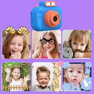 Portable Lightweight 1080P HD Children's Digital Camera, 4800 W Front and Rear,Video and Games,8xdigital Zoom,tf-Card Max 32g with Flashlight,800mah Battery,Gifts for Children (Blue)