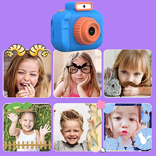 Portable Lightweight 1080P HD Children's Digital Camera, 4800 W Front and Rear,Video and Games,8xdigital Zoom,tf-Card Max 32g with Flashlight,800mah Battery,Gifts for Children (Blue)