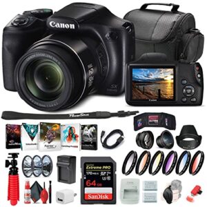 canon powershot sx540 hs digital camera (1067c001), 64gb memory card, nb-6l battery, color filter kit, filter kit, corel photo software, charger, card reader, wide angle lens + more (renewed)
