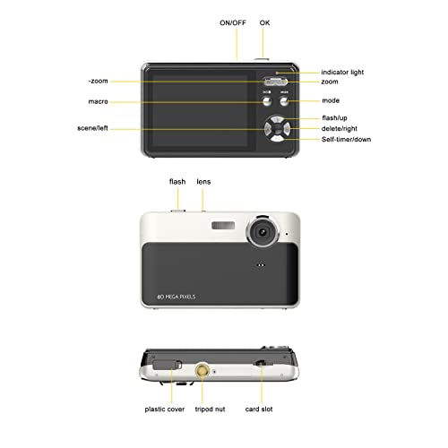 Blaslw Digital Camera 1080P HD 40MP Pocket Rechargeable Camera 3X Digital Zoom, 2.8inch LCD Screen,Compact Mini 9.5x5.8x2.2cm/3.74x2.28x0.86 inch HD 1080P Digital Camera Digital Camera 1080P HD