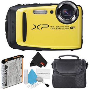 fujifilm finepix xp90 yellow waterproof digital camera bundle with carrying case