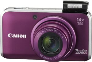 canon powershot sx210is 14.1 mp digital camera with 14x wide angle optical image stabilized zoom and 3.0-inch lcd (purple)