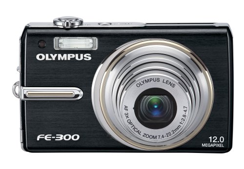 Olympus Stylus FE-300 12MP Digital Camera with Dual Image Stabilized 3X Optical Zoom (Black)