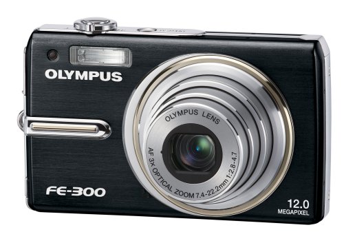 Olympus Stylus FE-300 12MP Digital Camera with Dual Image Stabilized 3X Optical Zoom (Black)