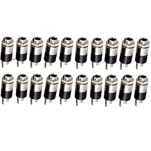 Lsgoodcare 20PCS 3.5mm 1/8 inch Female Stereo Jack Panel Mount Connector