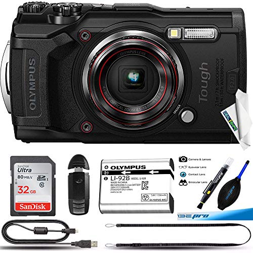 Olympus Tough TG-6 Waterproof Camera, Black -32GB Basic Bundle (Renewed)