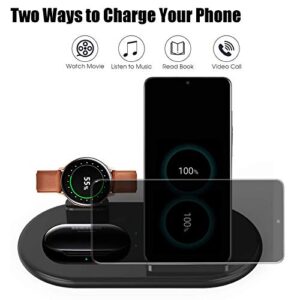 Aukvite Wireless Charging Station Samsung, 3 in 1 Wireless Charger for Galaxy Watch 4, Watch Active 2 and Galaxy Buds Pro, Phone Charger Stand Dock Compatible with Samsung Galaxy S22 S20,iPhone(Black)