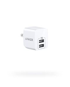 anker powerport mini dual port phone charger, super compact usb wall charger 2.4a output & foldable plug for iphone 11/11 pro/max/8/7/x, ipad pro/air 2/mini 4, samsung and more