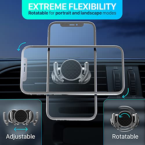 Bestrix Socket Grip Car Phone Holder, Air Vent Socket Mount Stand-Double Silicone Vent Clip|Secure Grip for GPS Navigation-360 Rotating Head, Silicone Padding, Modern Design-Fits All Smartphone