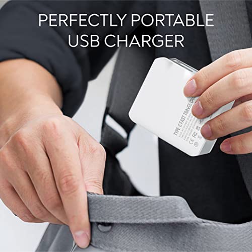 USB C Charger, MANTO 30W 2 Port PD Fast Charger with 20W USB-C Power Adapter, Foldable International Travel Adapter with UK US EU Australia Plug for iPhone, iPad, Galaxy, and More