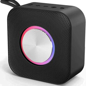 EDUPLINK Waterproof Bluetooth Speaker - Portable, Small Size with Loud Volume for Shower, Beach, and Pool - Up to 12 Hours of Playtime - TWS Pairing and Sync LED RGB Lights - Square Shape (Black)